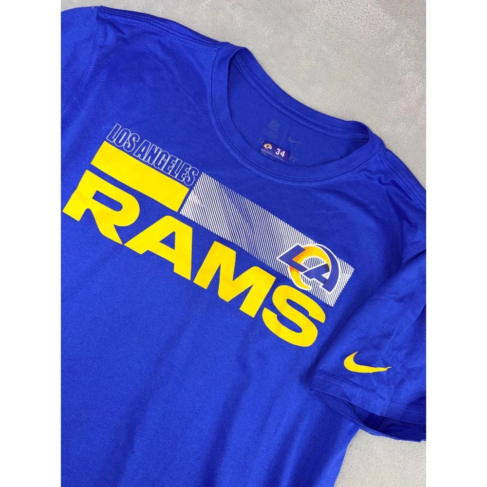 Nike Mens‎ Medium Los Angeles Rams NFL Dri-FIT Graphic T-Shirt Royal Blue